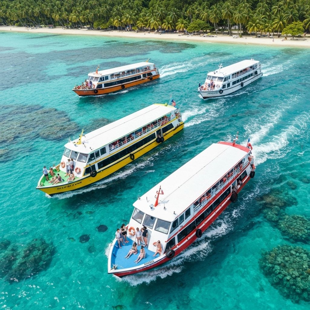 Ferry boats on water